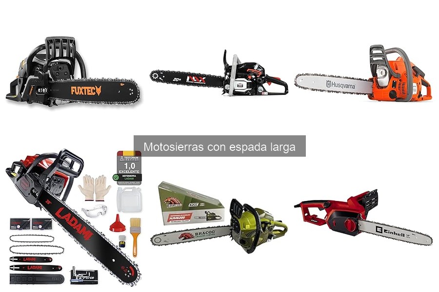 Almacenamiento adecuado de motosierras con espada larga
