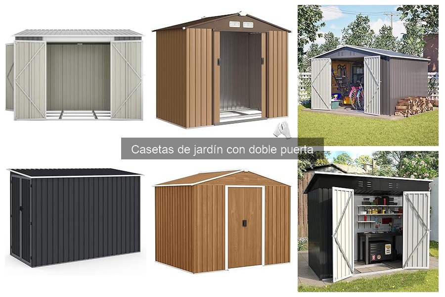 Casetas de Jardín con Doble Puerta para Almacenamiento de Vehículos